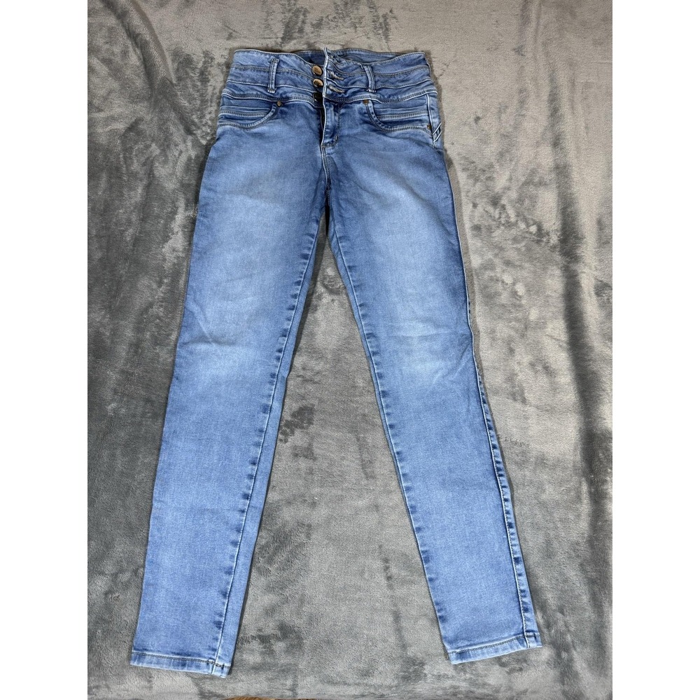 Miss Klóe Jeans Juniors 11 Light Wash Blue High Rise Skinny Stretch Denim
